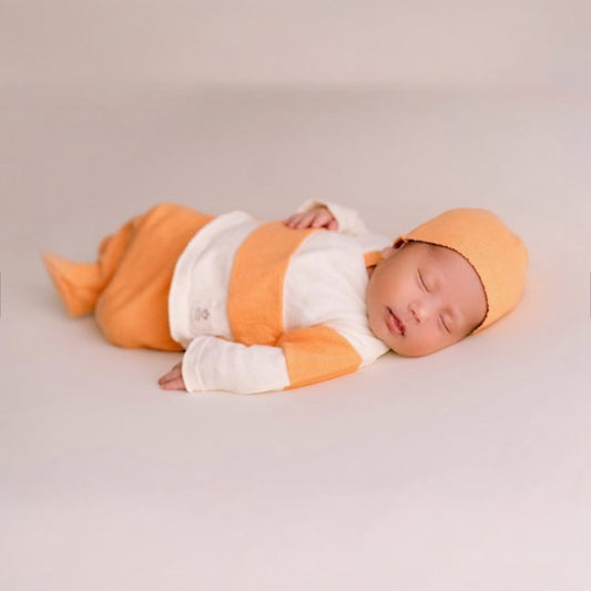 Stripes Newborn Set– Organic Spanish Knitted Baby 3-Piece Outfit + Keepsake Bag