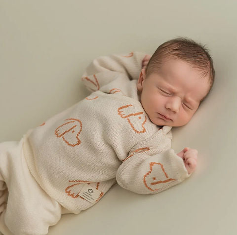 Pure Puppy Love - Organic Spanish Knitted Baby 3-Piece Outfit + Keepsake Bag