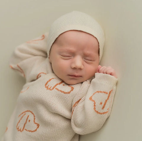 Pure Puppy Love - Organic Spanish Knitted Baby 3-Piece Outfit + Keepsake Bag