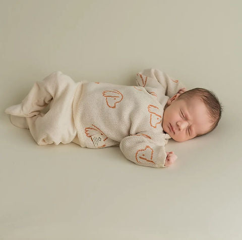 Pure Puppy Love - Organic Spanish Knitted Baby 3-Piece Outfit + Keepsake Bag