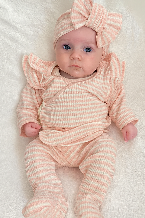Candyfloss Stripe Ruffle Co-Ord Set - Baby Girl 3 Piece Outfit