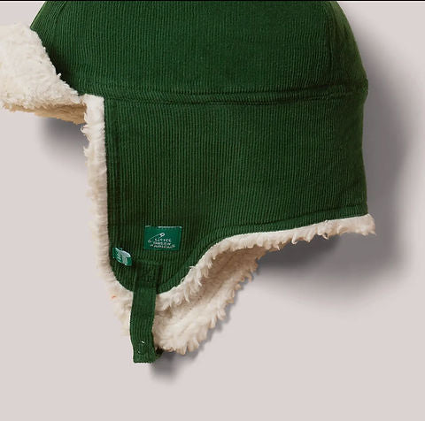 Vintage Green Sherpa Fleece Cosy Hat - Unisex Organic Winter Hat