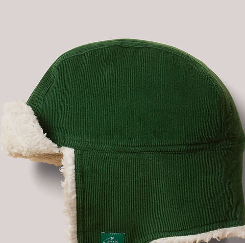 Vintage Green Sherpa Fleece Cosy Hat - Unisex Organic Winter Hat