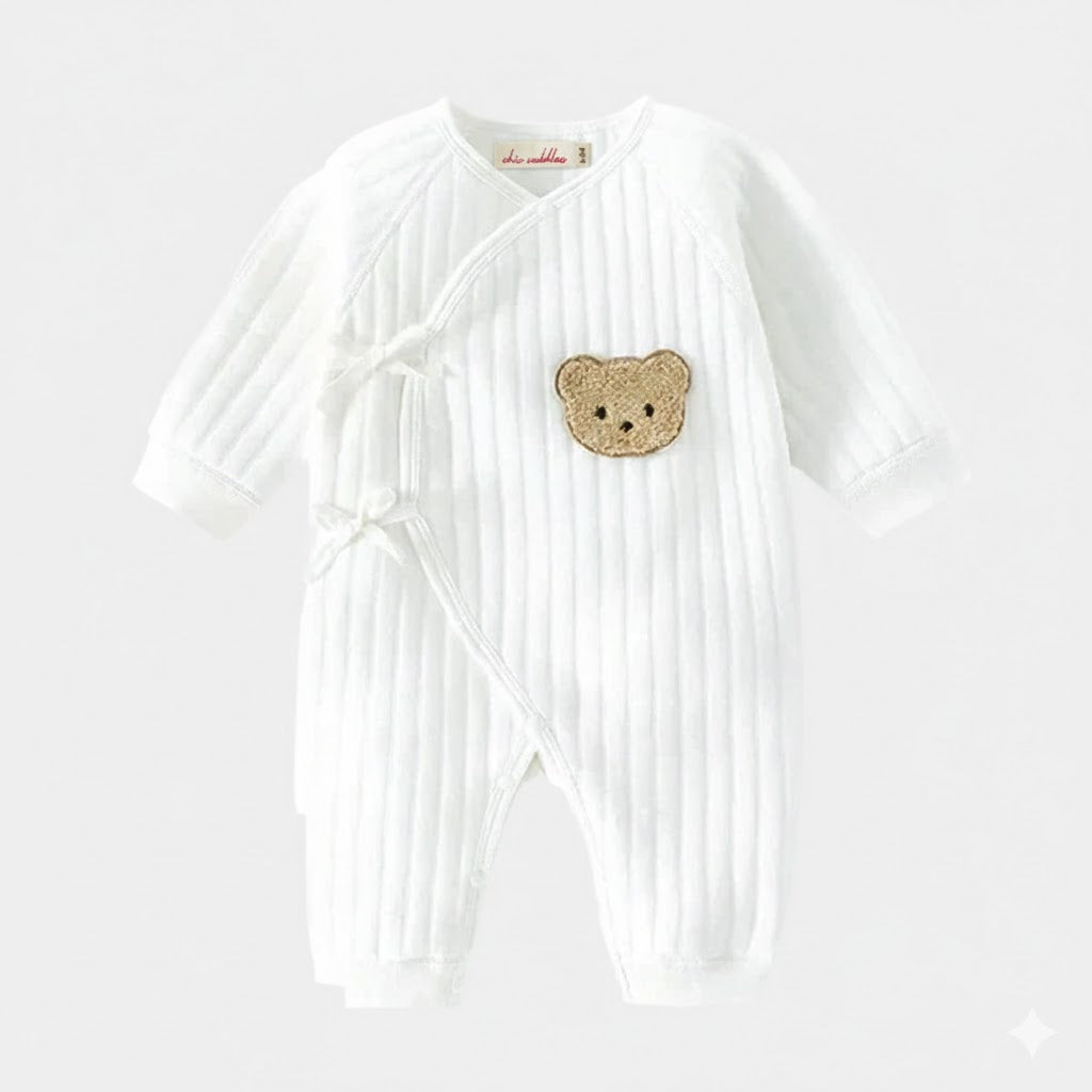 White teddy bear wrap romper