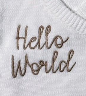 Baby Chunky Knit Hello World Side Tie Romper