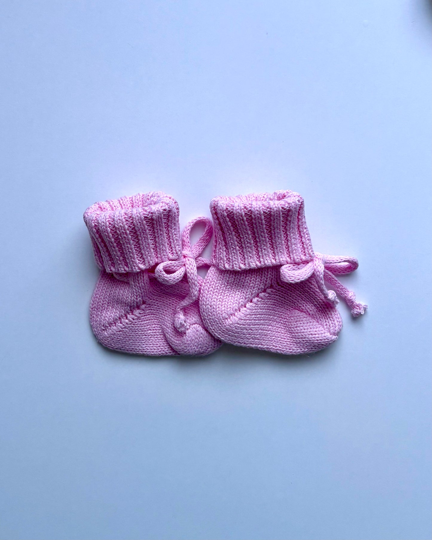 Knitted Tie Baby Booties-Pink