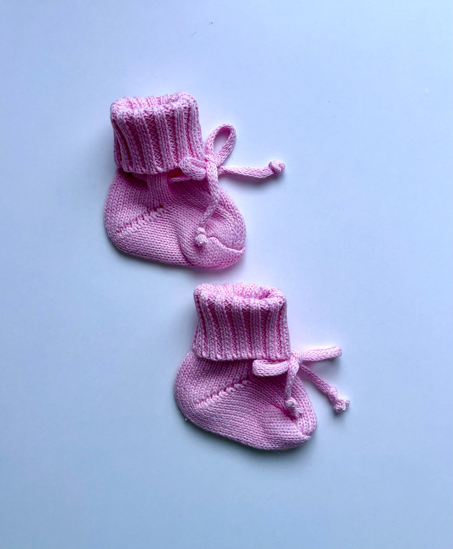 Knitted Tie Baby Booties-Pink