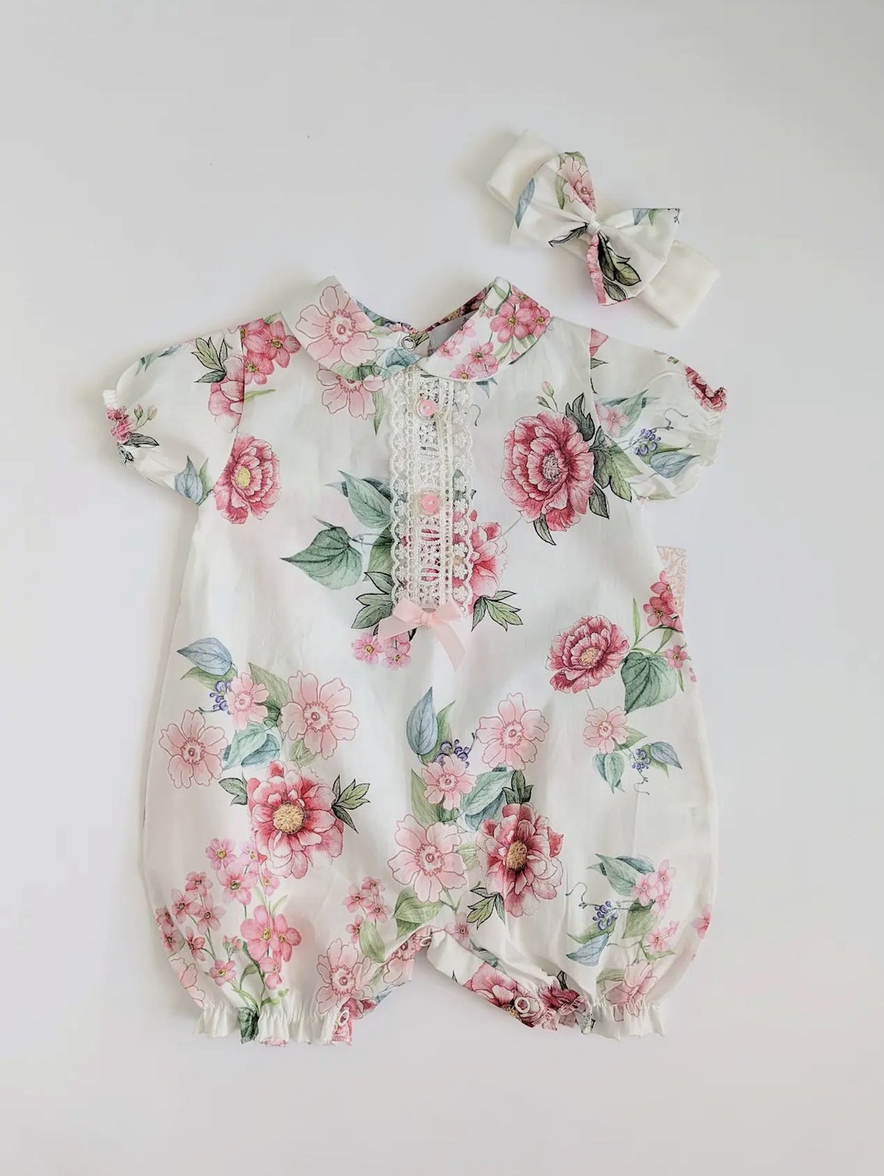Beau Kid - Floral Bloom Romper & Headband Set - Baby Girl