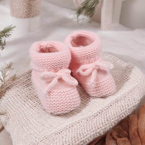 Pink Knit Baby Booties