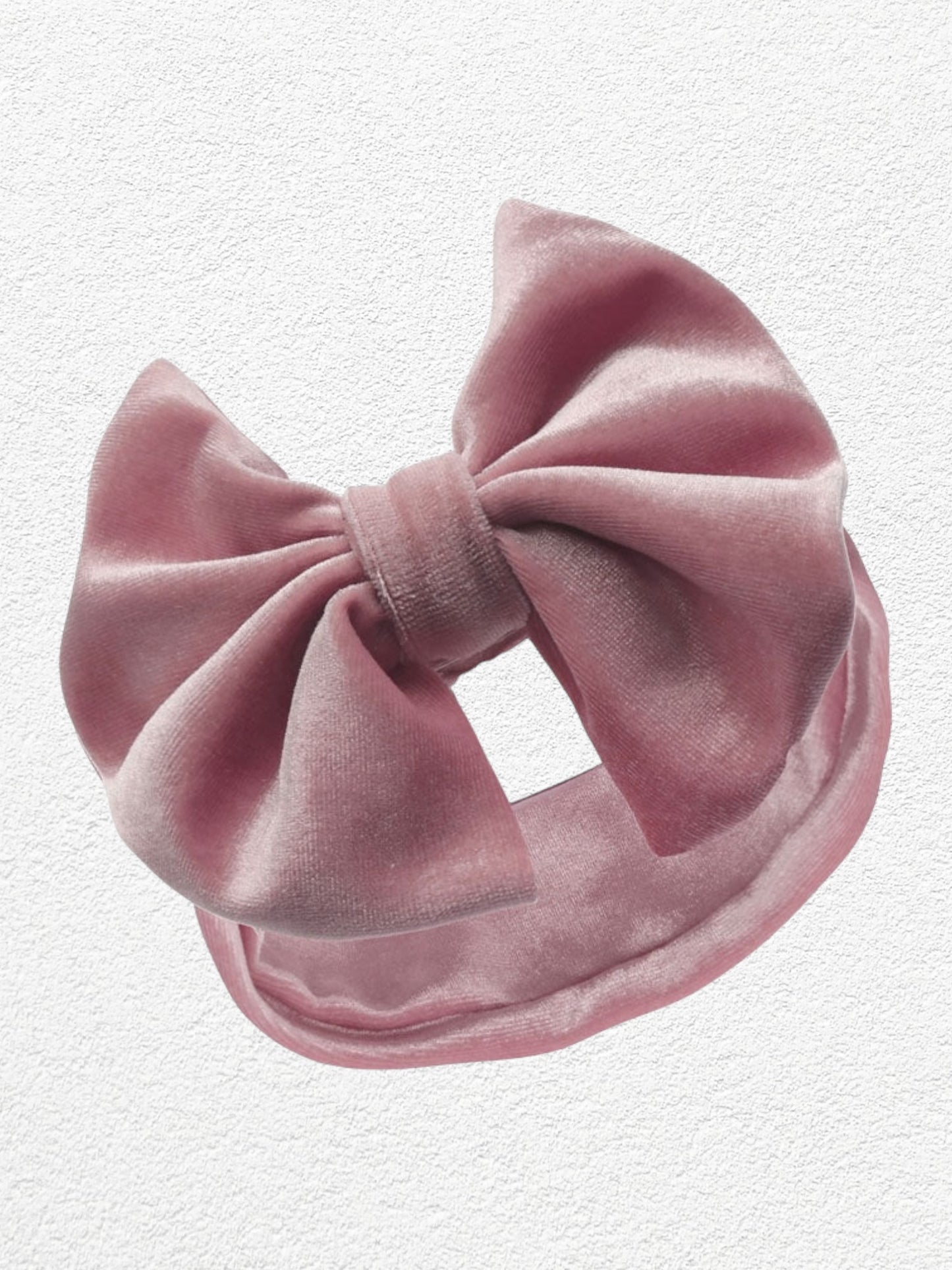Baby Velour Headband With Bow - Rose Gold
