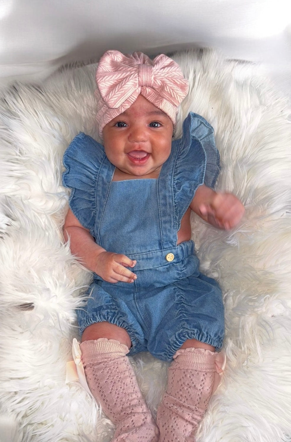 Baby Girl Denim Ruffle Dungarees