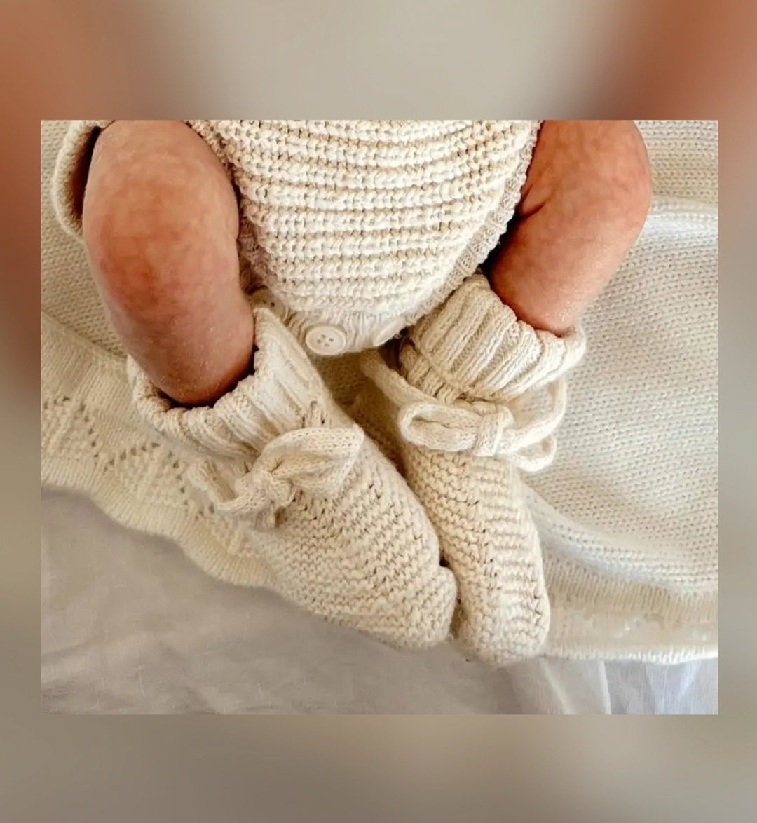 Hello World Bundle - Beanie, Booties & Romper - Sand