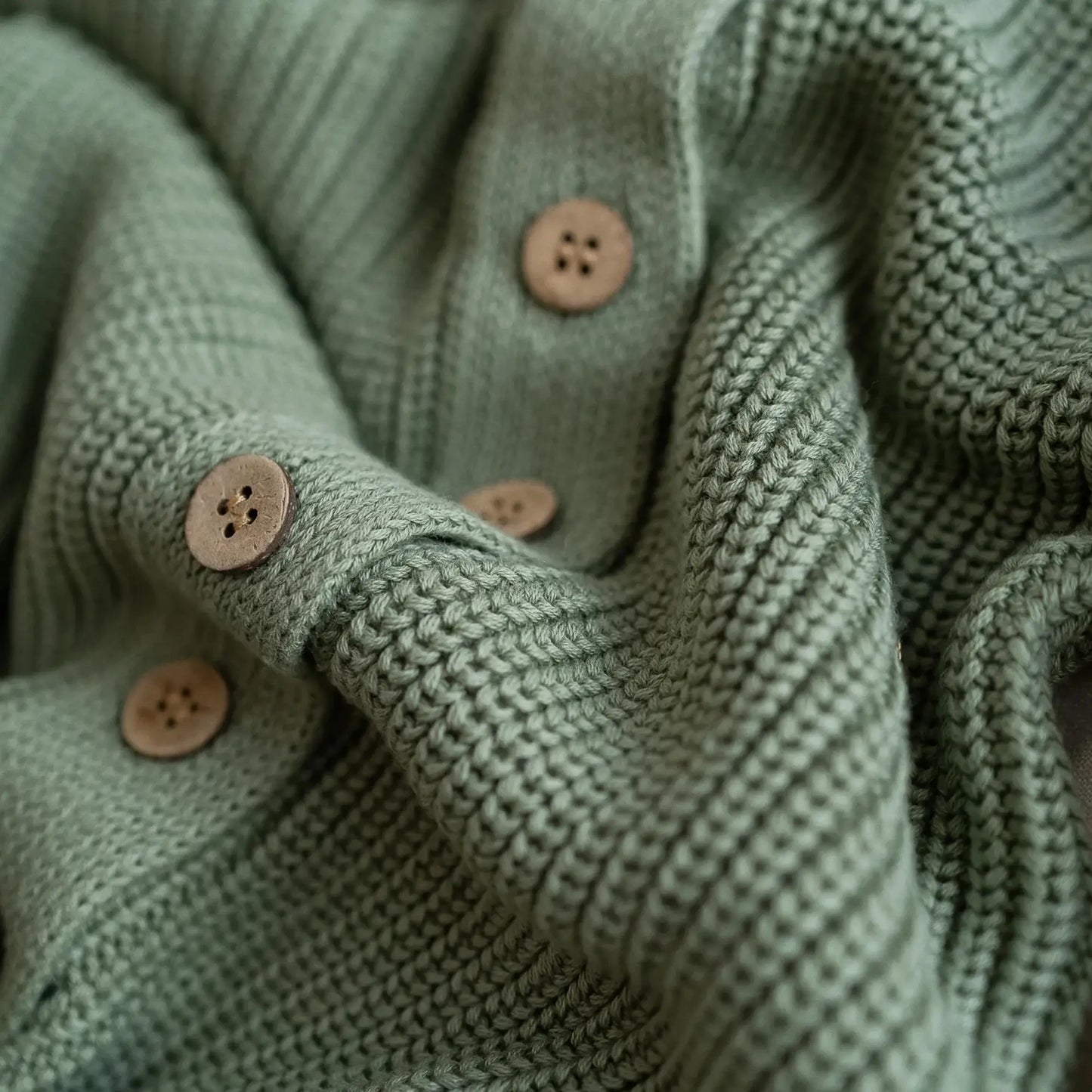 Knitted Sleep Suit, Hat & Booties Set – Sage Green
