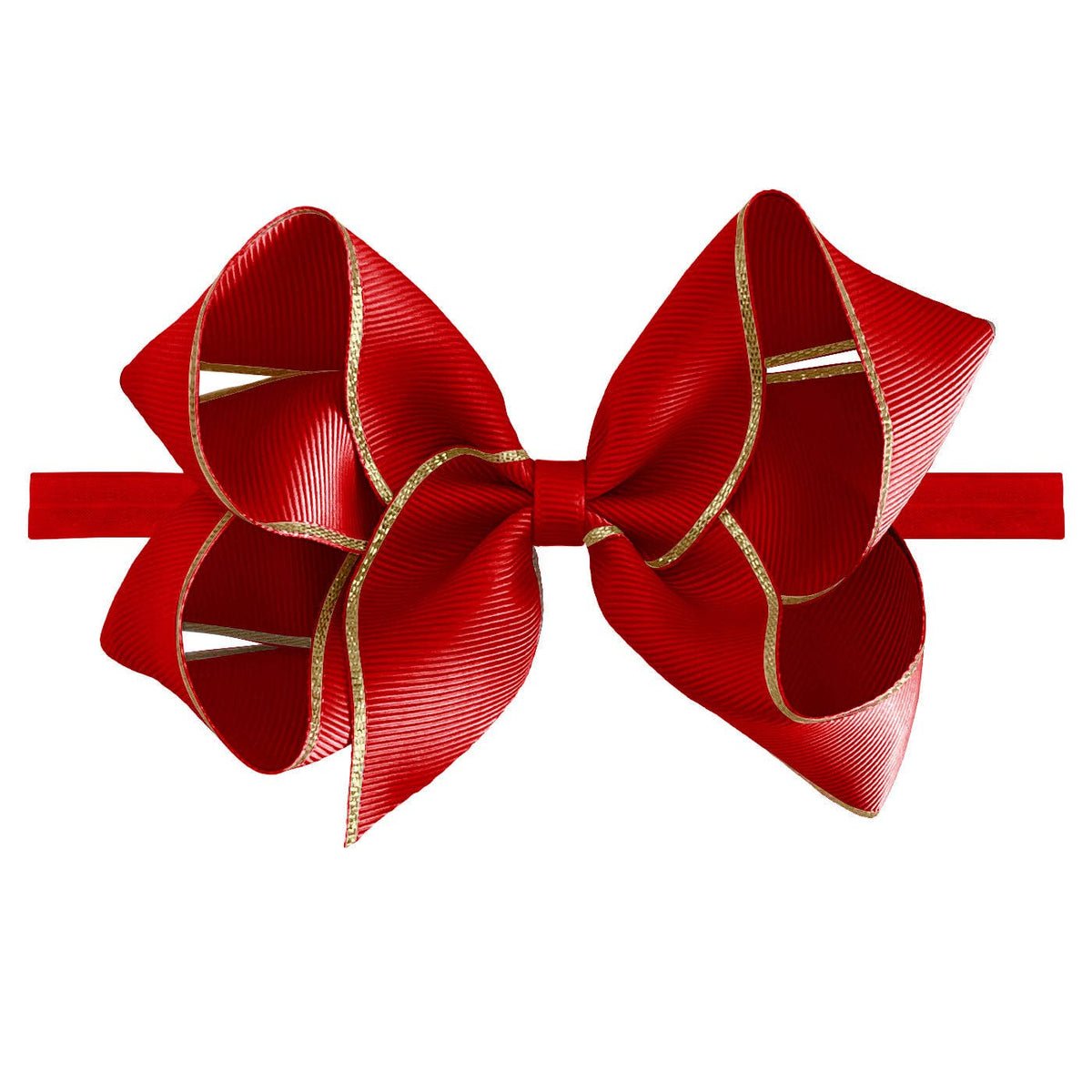 Scarlet Gold-Trim Bow Baby Headband