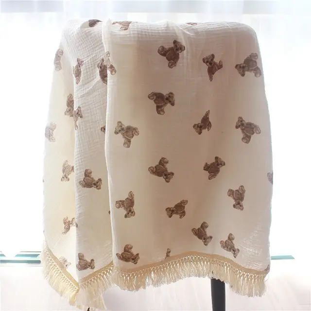 Cute bear muslin blanket