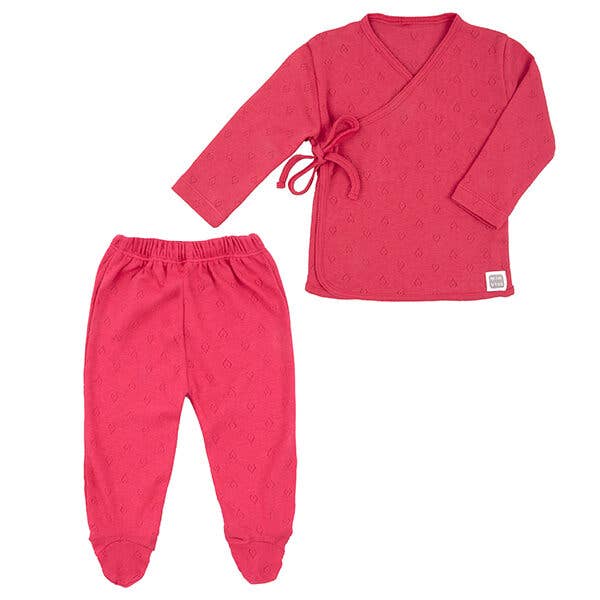Fuchsia Heart Knit Baby Set