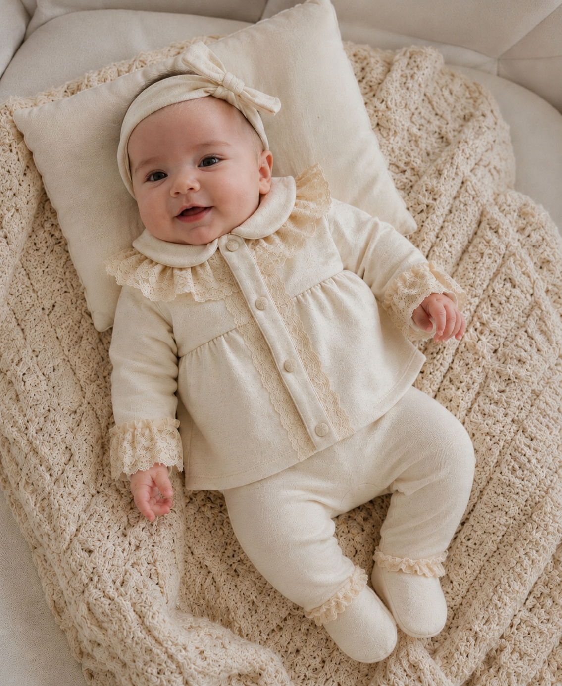 Luxury Baby Girl Shimmer Lace 3-Piece Set