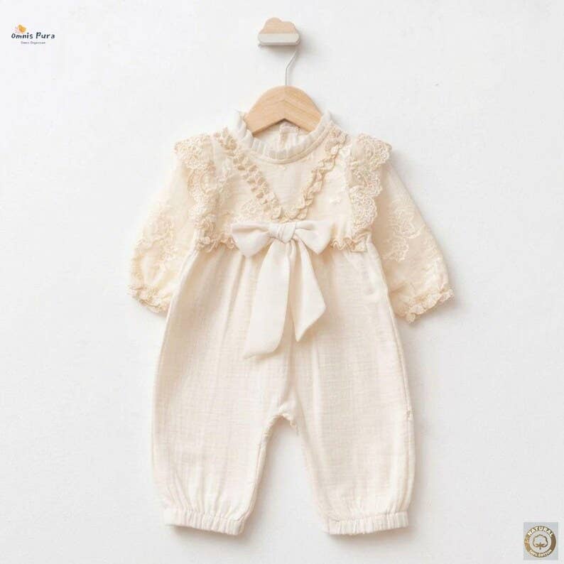 Luxury Baby Girl Muslin and Lace 4-Piece Heirloom Set