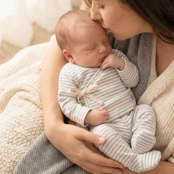 Little Grey Stripe Wrap Set