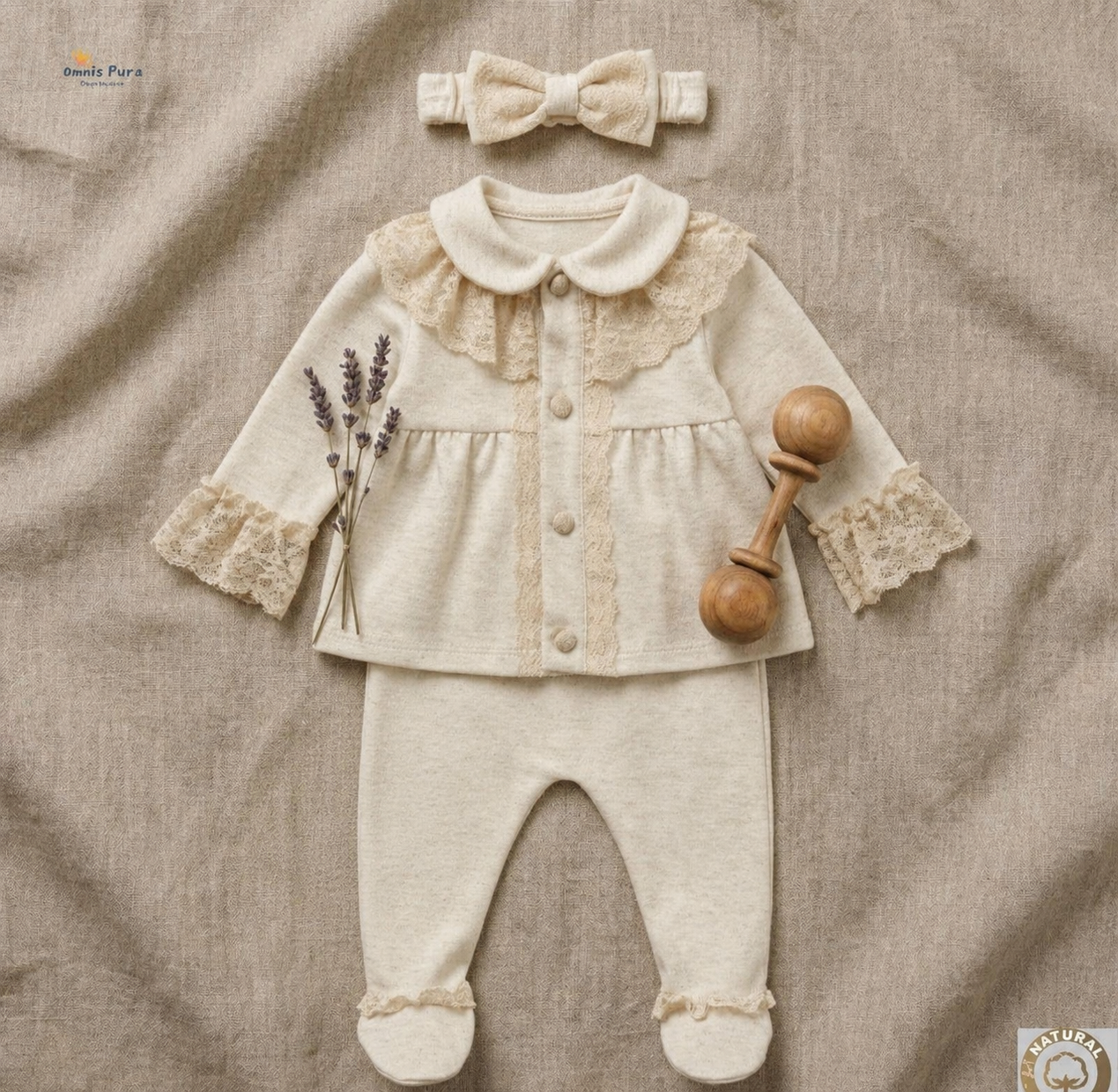 Luxury Baby Girl Shimmer Lace 3-Piece Set