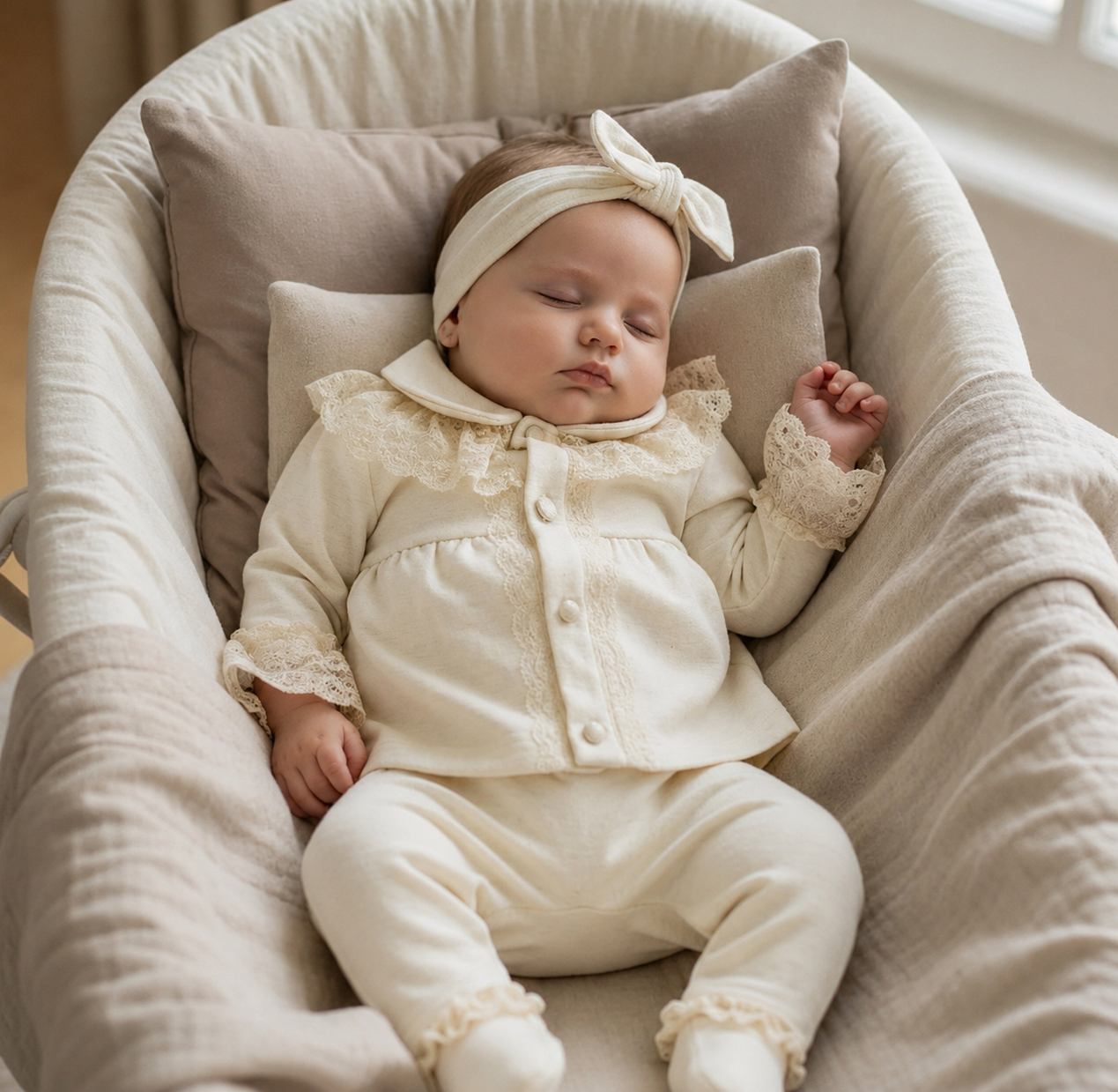 Luxury Baby Girl Shimmer Lace 3-Piece Set