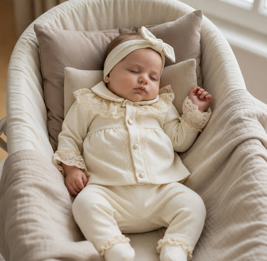 Luxury Baby Girl Shimmer Lace 3-Piece Set
