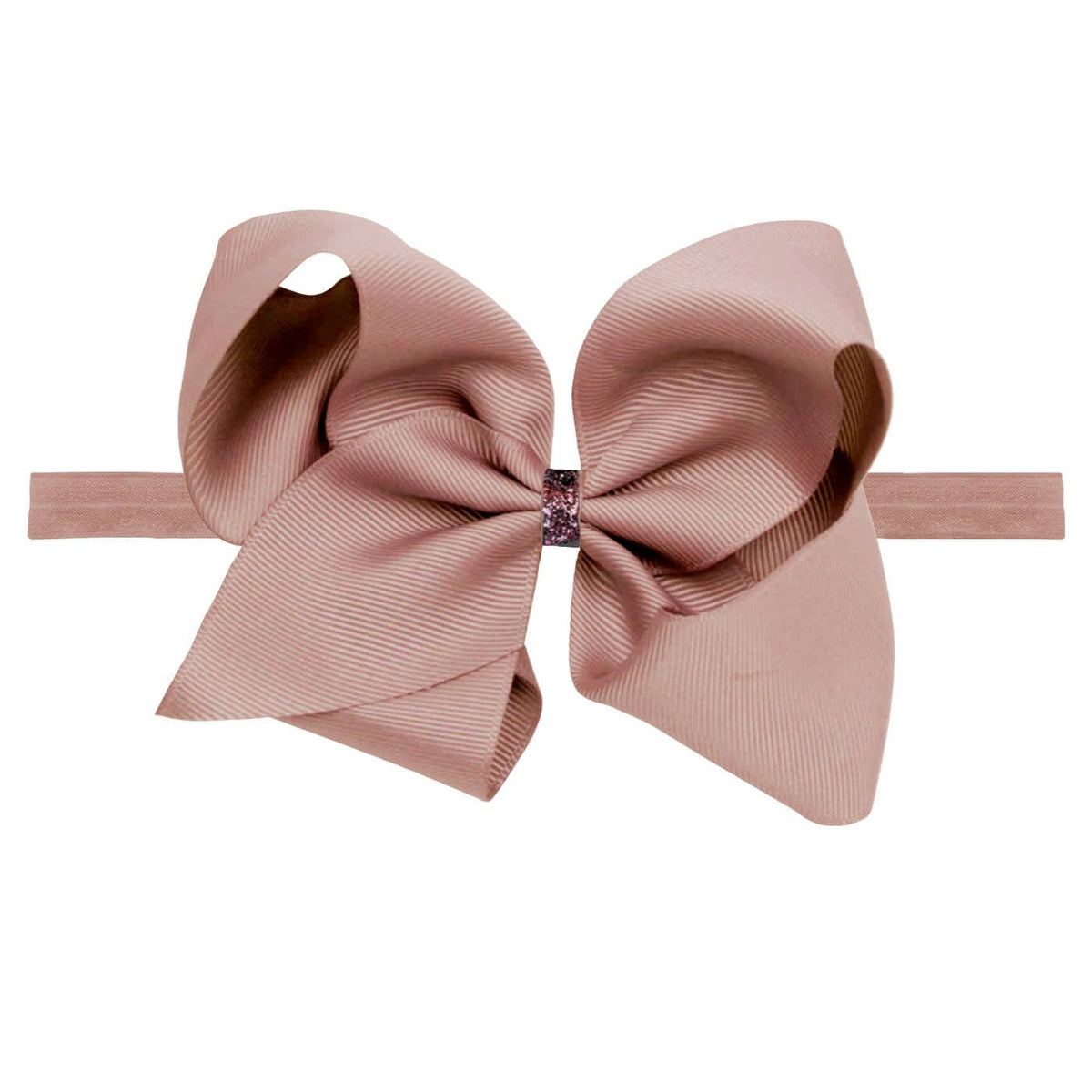 Antique Mauve Glitter Bow Baby Headband