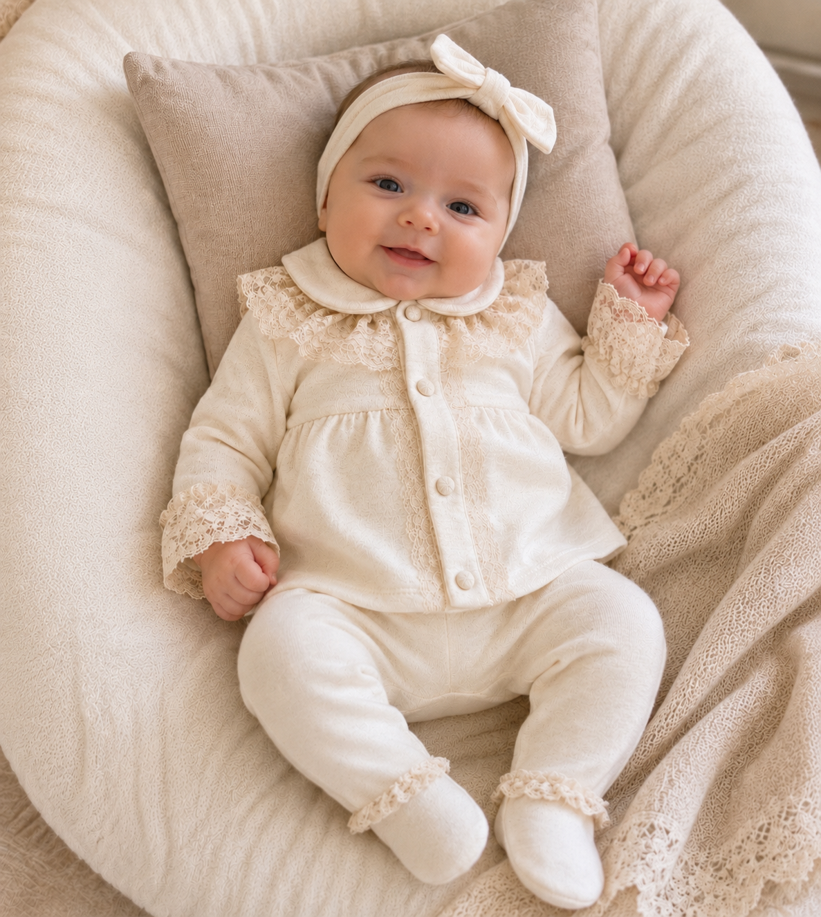 Luxury Baby Girl Shimmer Lace 3-Piece Set
