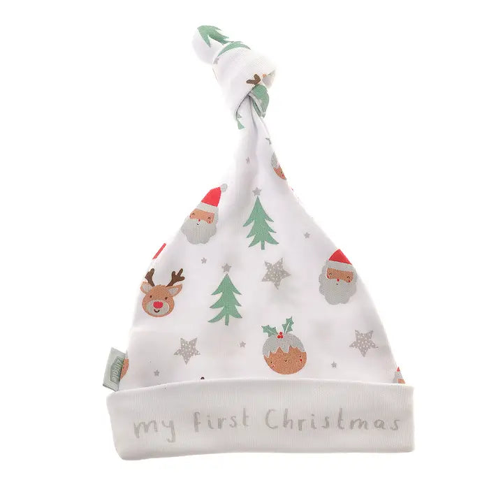 My First Christmas White Cotton Beanie