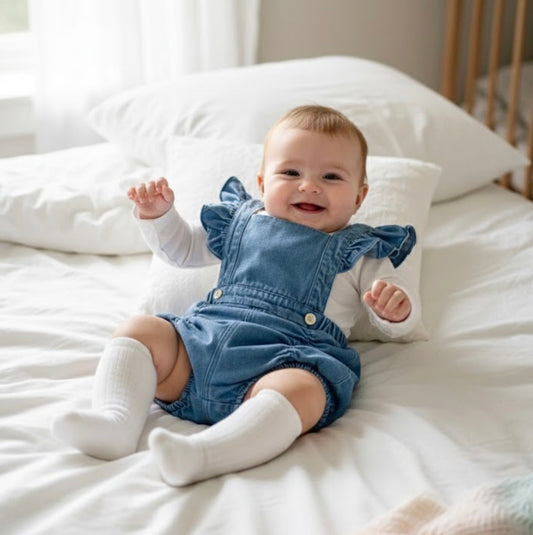 Baby Girl Denim Ruffle Dungarees