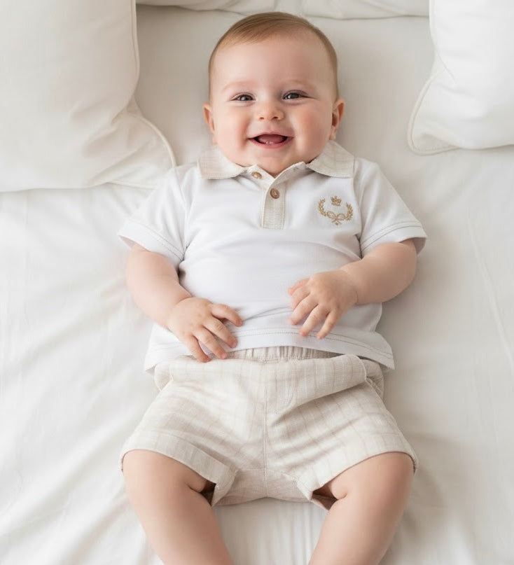 Beau Kid - Little Gentleman Polo & Check Shorts Set