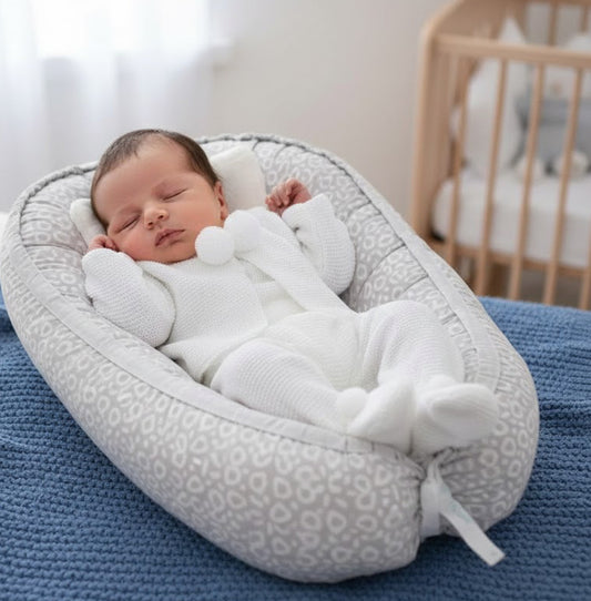 Knitted pom 2 piece outfit - White