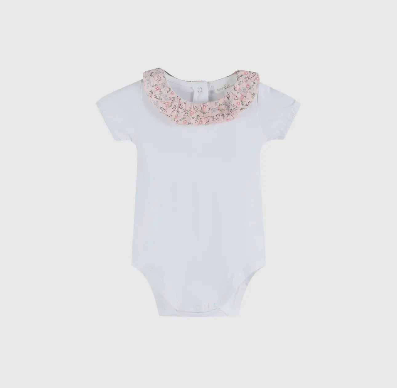 Carmel Pink Cotton Floral Frill Baby Bodysuit
