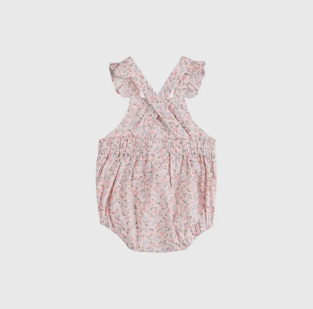 Carmel Pink Cotton Floral Frill Baby Sunsuit