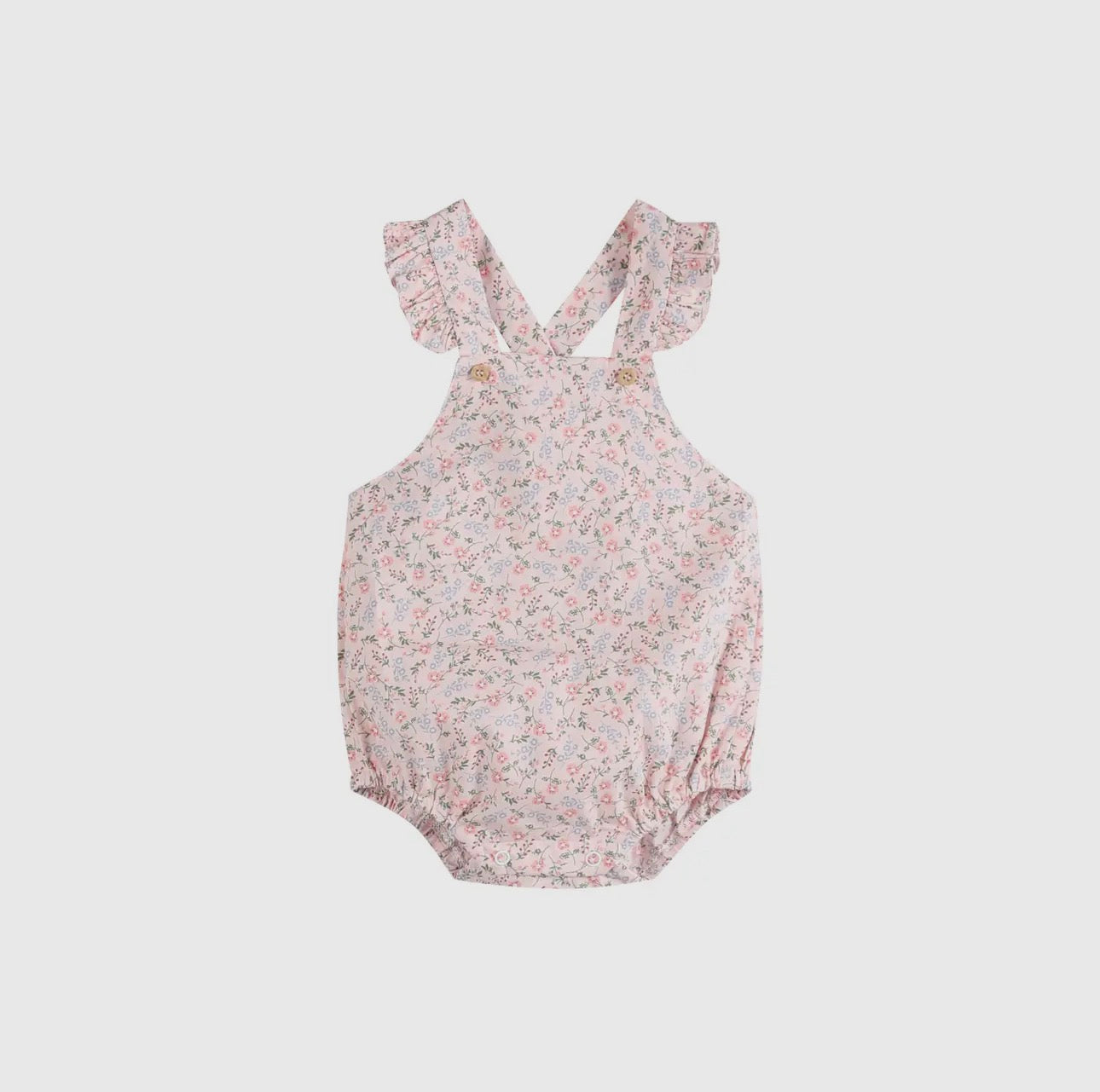 Carmel Pink Cotton Floral Frill Baby Sunsuit
