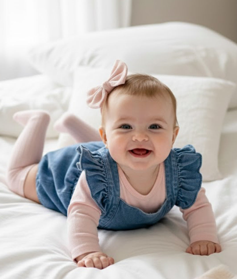 Baby Girl Denim Ruffle Dungarees