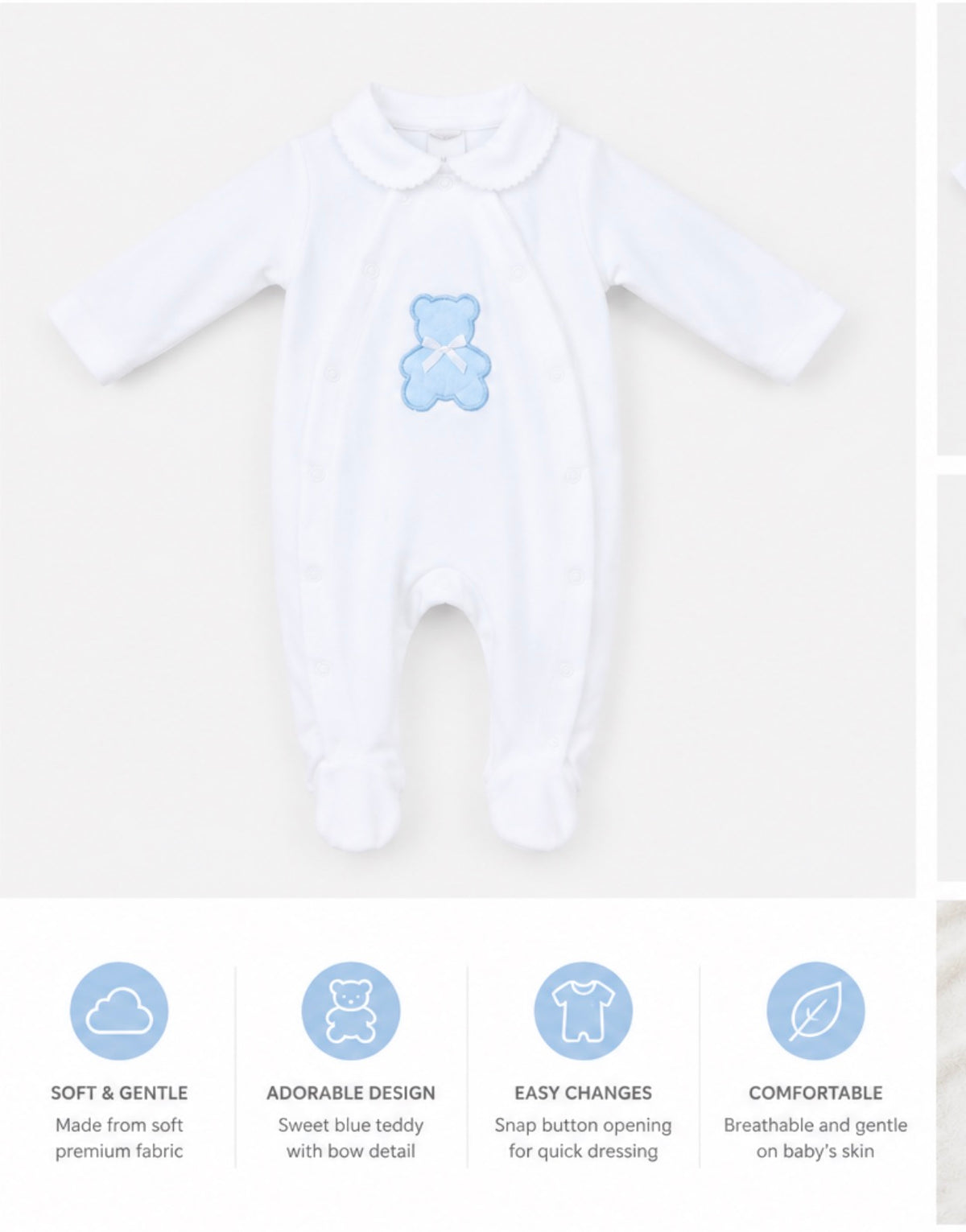 Beau Bear Sleepsuit - Blue