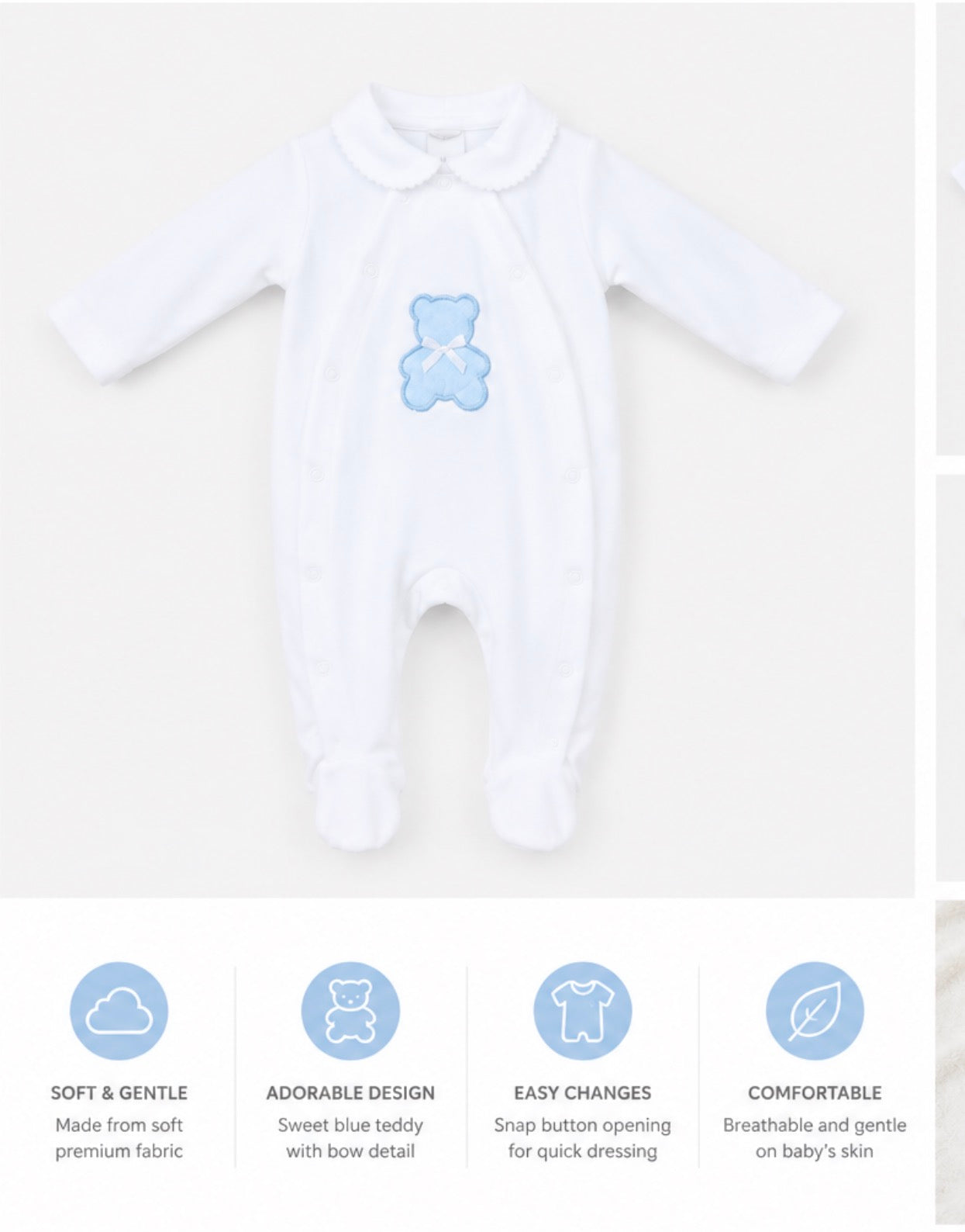 Beau Bear Sleepsuit - Blue