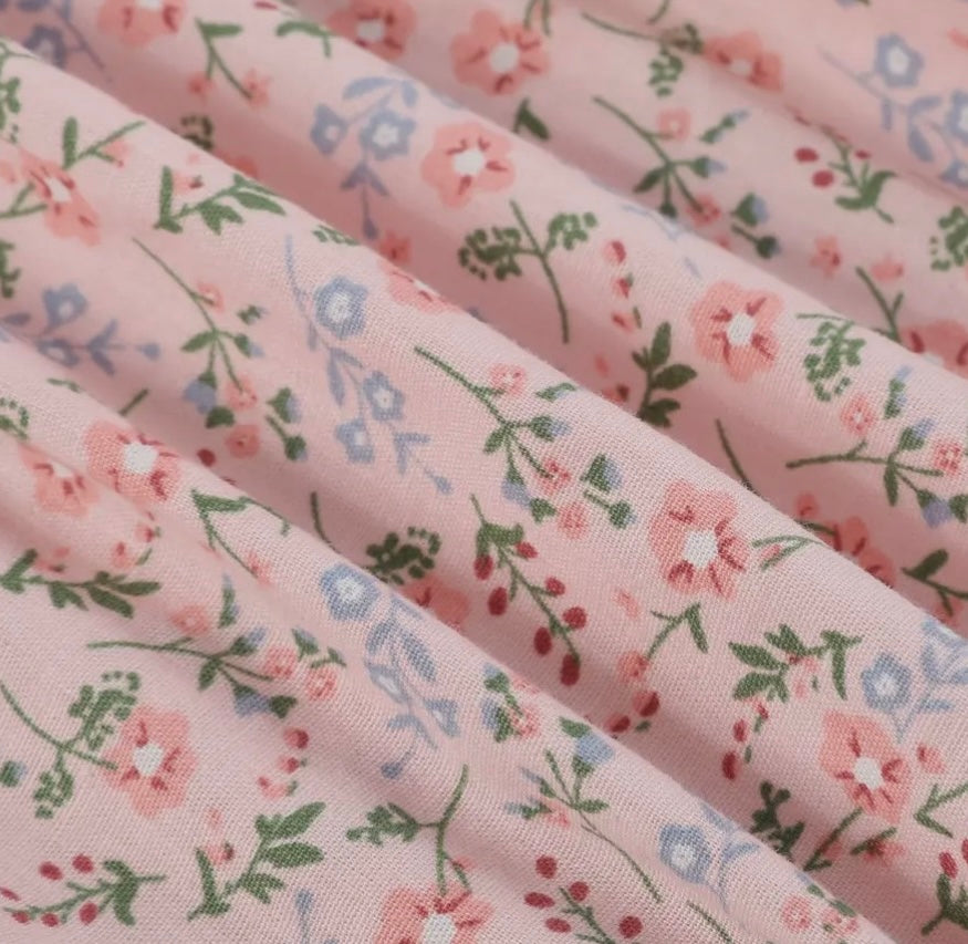 Carmel Pink Cotton Floral Frill Baby Sunsuit