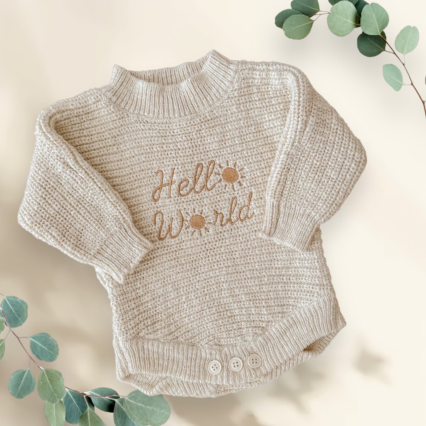 Hello world knit romper, baby clothes from Chic Cuddles baby store