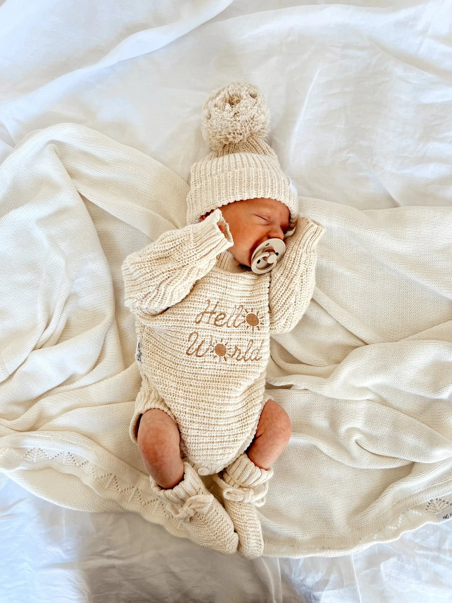 "Hello world" Chunky knit romper