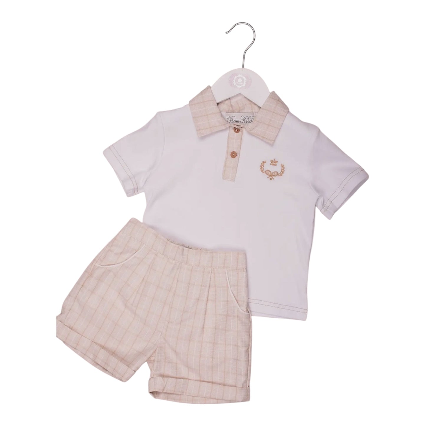 Beau Kid - Little Gentleman Polo & Check Shorts Set