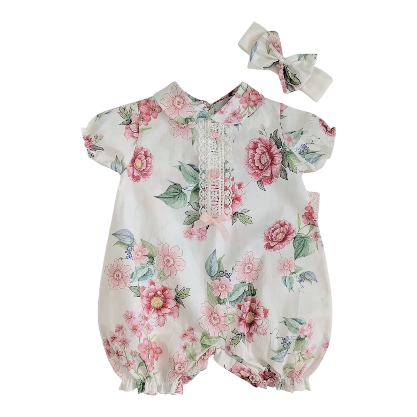 Beau Kid - Floral Bloom Romper & Headband Set - Baby Girl