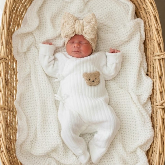 White teddy bear wrap romper