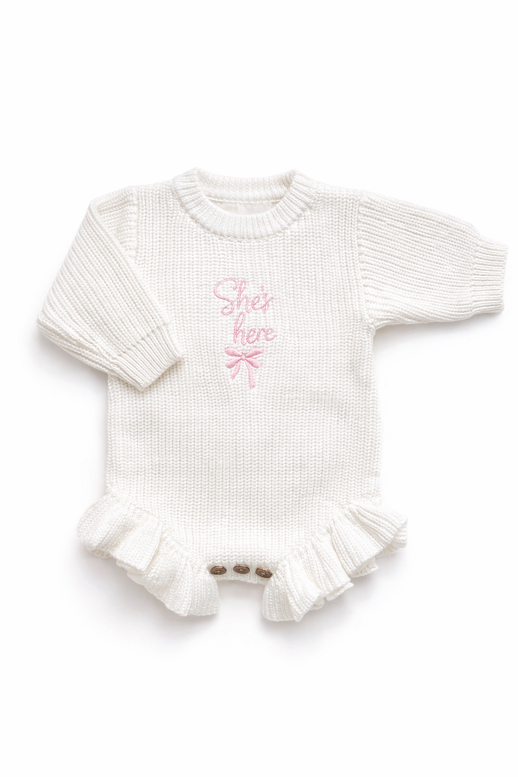 "She's Here" Baby Girl Announcement Romper