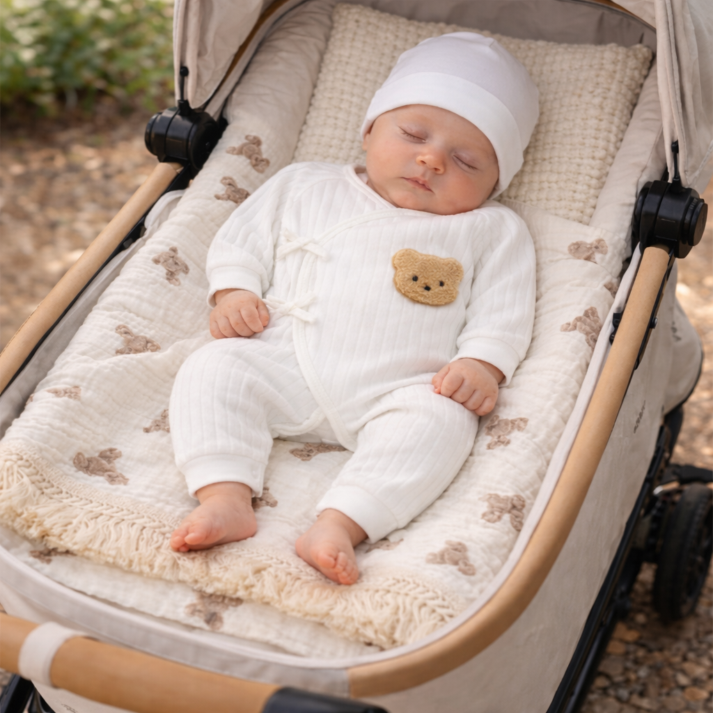 Pram & Cuddle Teddy Newborn Gift Set