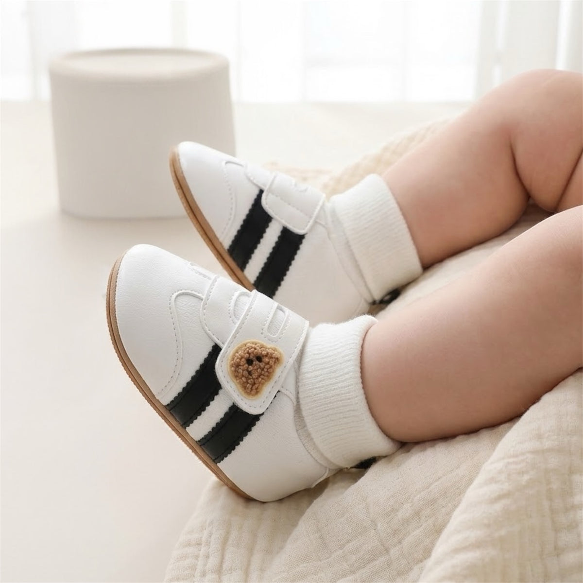 Sporty Baby Booties With Teddy Strap