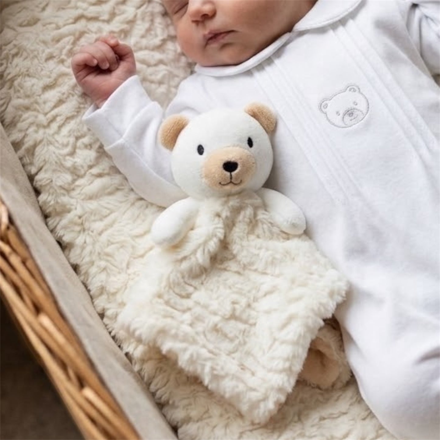 Cream bear comforter and wrap