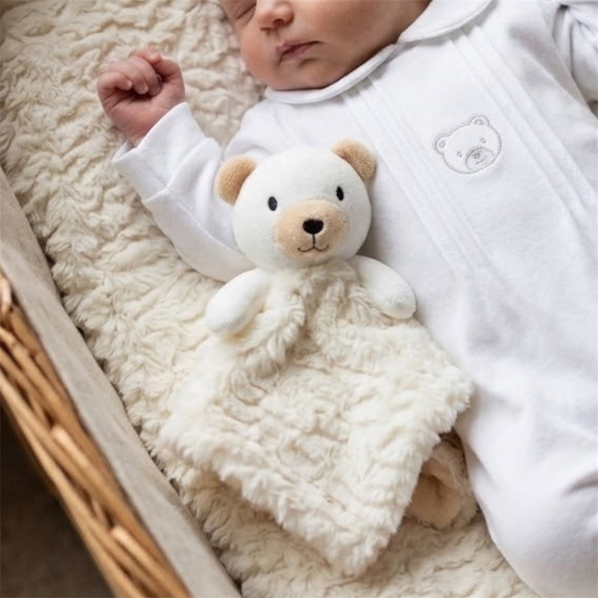 Cream bear comforter and wrap