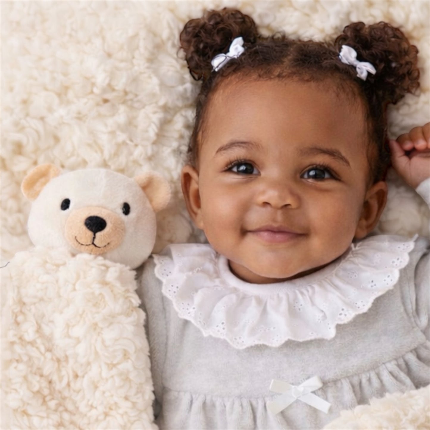 Cream bear comforter and wrap